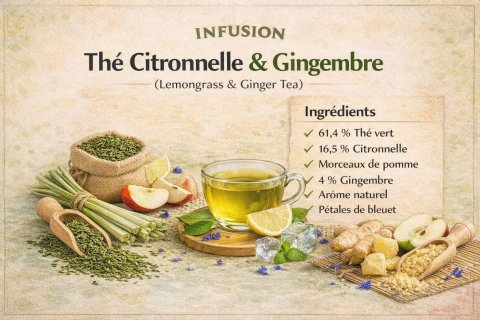 Thé Aromatique Citronnelle & Gingembre Thé aromatique en vrac (prix au kg)